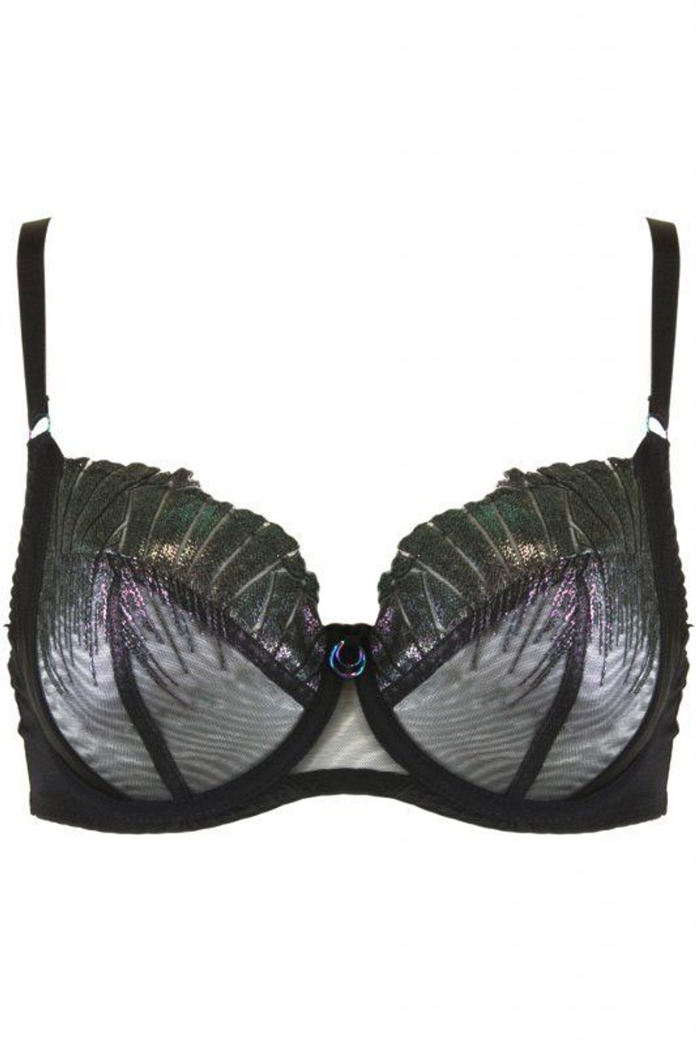 Бюстгальтер plus size на косточках с блестящими элементами (Размер: 90I) (Цвет: черный)