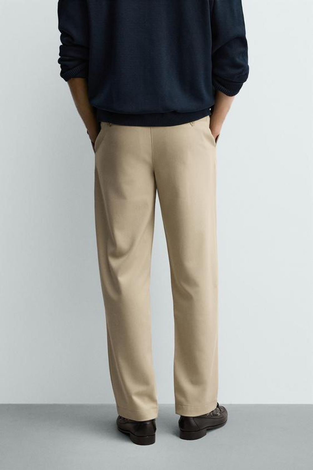 ZARA БРЮКИ STRAIGHT FIT КОМФОРТ, БЕЖЕВЫЙ