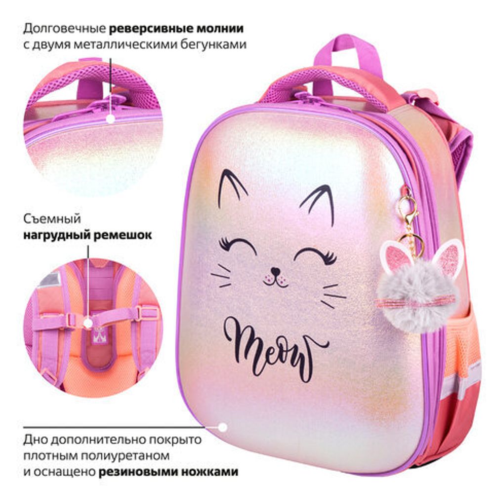 Ранец BRAUBERG SHINY, 2 отделения, "Cheerful", 36х28х14 см, 270697