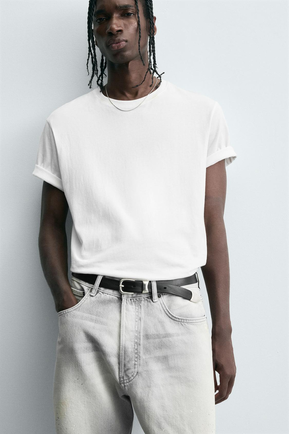 ZARA КОЖАНЫЙ РЕМЕНЬ С ЭФФЕКТОМ VINTAGE, ЧЕРНЫЙ