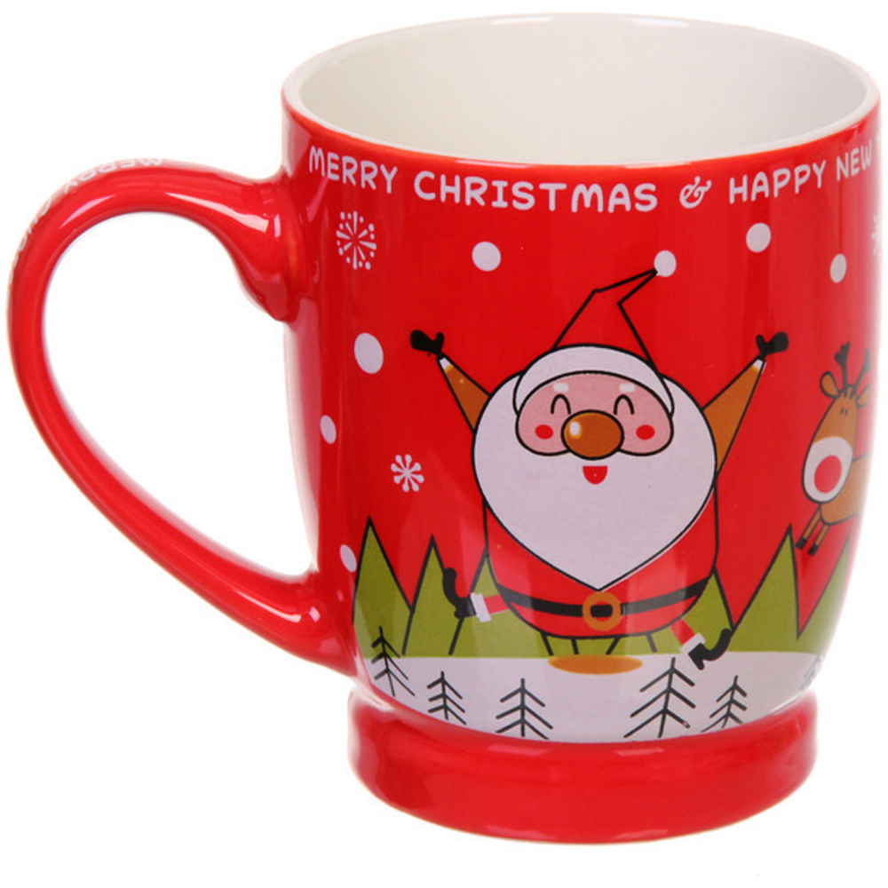 Кружка керамическая 320мл «Санта», красная