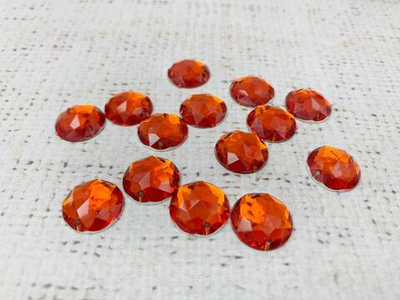 Стразы пришивные акрил, d 1,6 см, алый