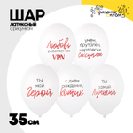 Шар латексный 35см Ты Мой Герой (Белый)