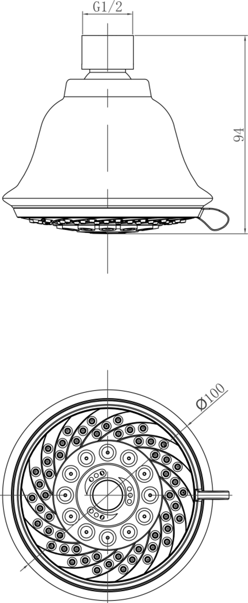 LM8040C Аксессуары Лейка душевая верхняя, круглая, 5-функц. d 100мм, хром, блистер