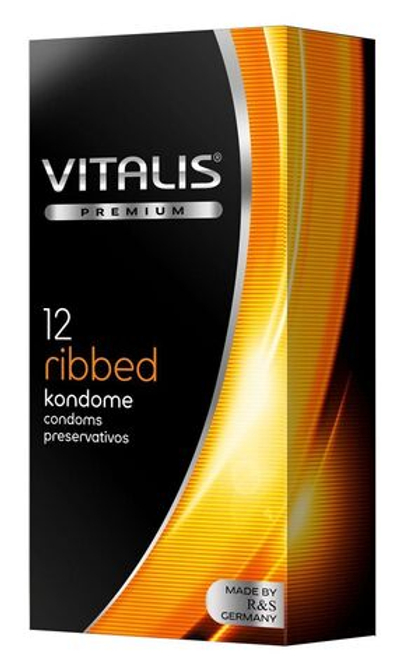 Ребристые презервативы VITALIS PREMIUM ribbed - 12 шт.