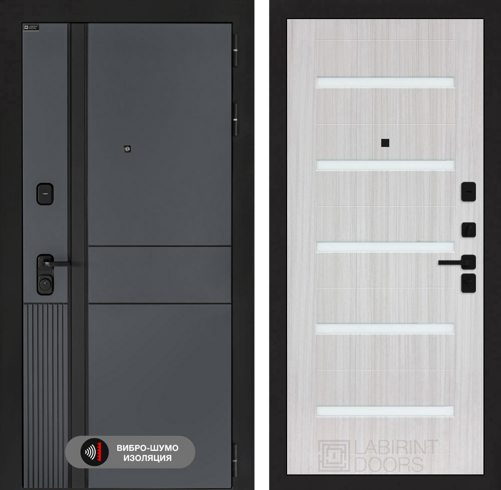 Входная дверь Лабиринт EVOLAB - 01 Сандал белый стекло белое