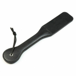 Черная гладкая шлепалка «Сердца» - 38 см. (Цвет: черный с красным)