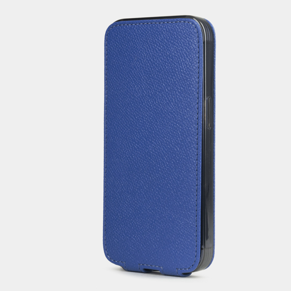 Чехол для iPhone 15 Pro Max из кожи сафьяно, ярко синего цвета