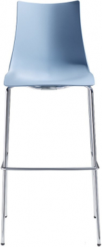 Стул барный пластиковый Scab Design Zebra Technopolymer, хром, голубой