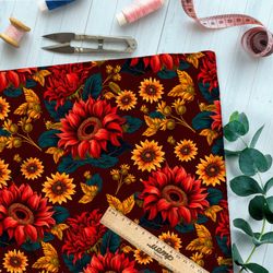 Ткань оксфорд 600  подсолнухи и подсолнечное поле