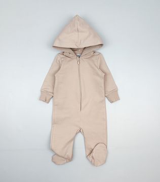 Комбинезон из футера с начесом, Светло-бежевый