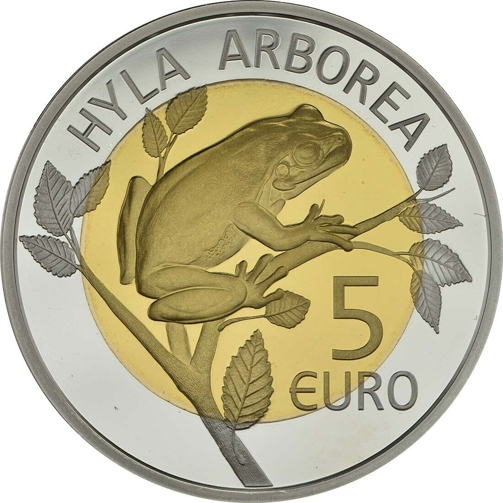 ЛЮКСЕМБУРГ, 2017, 5 ЕВРО [HYLA ARBOREA] [БИМЕТАЛЛ: СЕРЕБРО + NORDIC GOLD]
