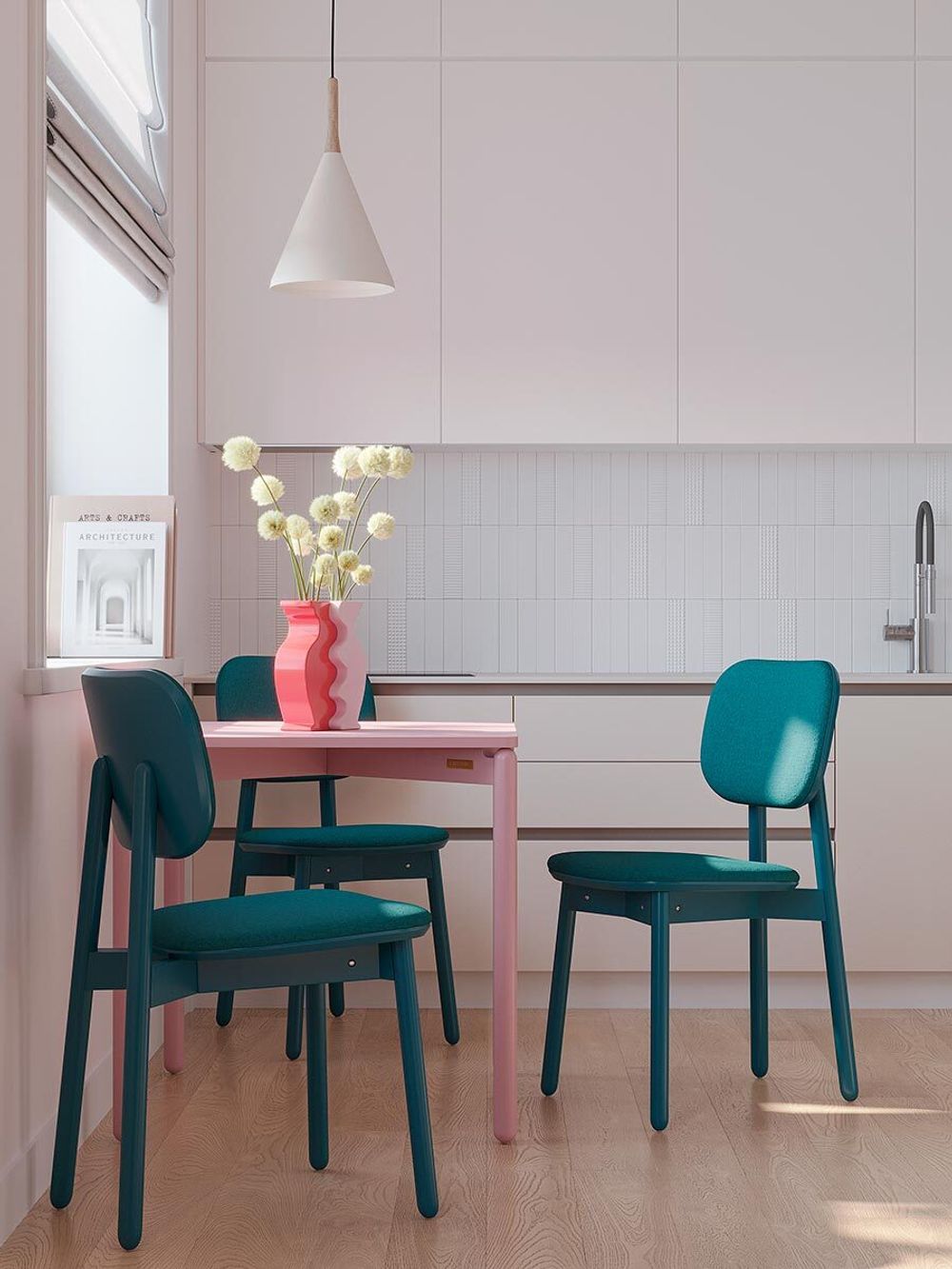 Стул с обивкой Saga, рогожка, сине-зеленый