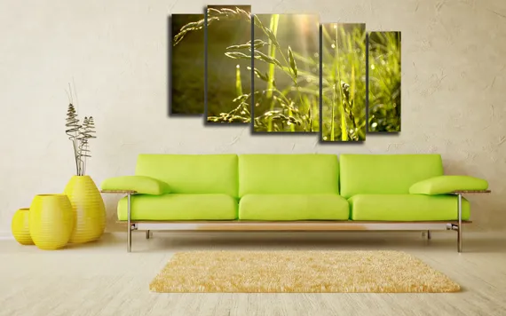 Модульная картина "Трава после дождя"