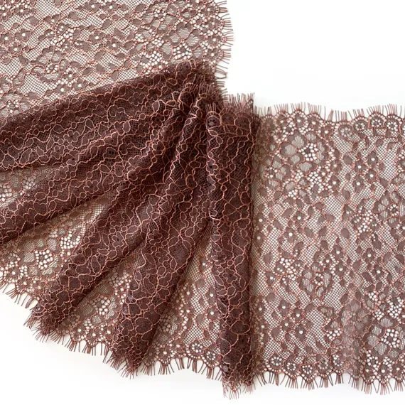 Кружево реснички кофе/персик (21*150 см)