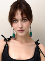 Серьги "Queen" из зеленого агата и аметиста Silver