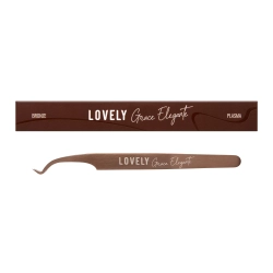 Пинцет для наращивания ресниц Lovely NanoFiber, серия Grace Elegante Bronze, тип L 5 мм с изгибом