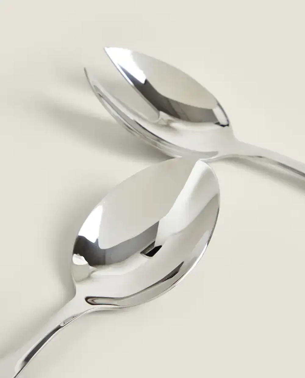 ZARA HOME СЕРВИРОВОЧНЫЙ НАБОР ДЛЯ САЛАТА ИЗ НЕРЖАВЕЮЩЕЙ СТАЛИ (НАБОР ИЗ 2 ПРЕДМЕТОВ), КРЕМОВЫЙ