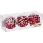 Ёлочные игрушки «Шишки нарядные» 6 см (набор 3 шт), красный/белый