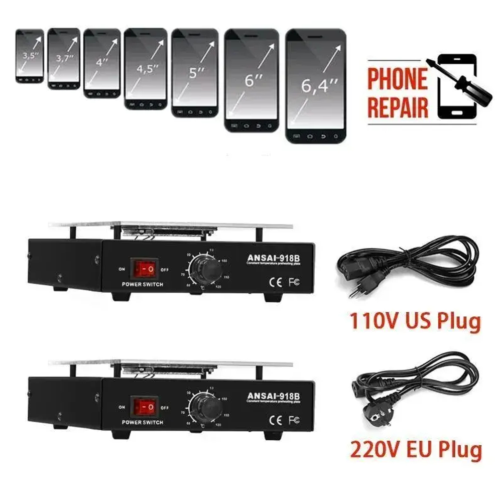 450W прочный 7 - дюймовый сепаратор экрана телефона , равномерное всасывание, температура нагрева 0 - 55