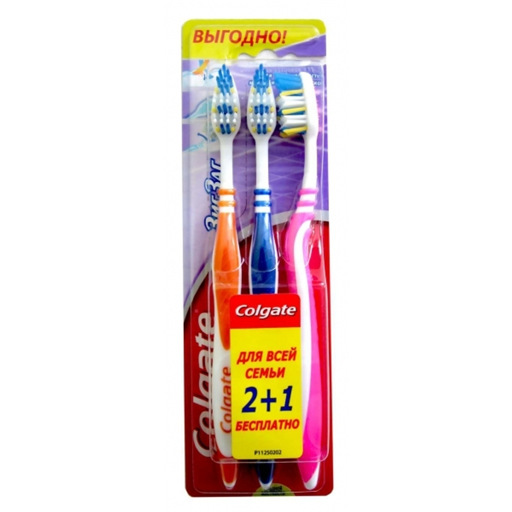 Colgate Щетка зубная Зиг Заг, Промо, средние, 2 шт + 1 шт в подарок, 65 гр
