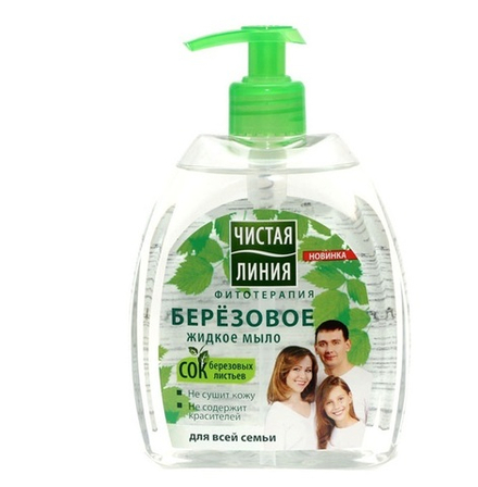 Чистая линия Мыло жидкое Березовое, для всей семьи, 520 мл
