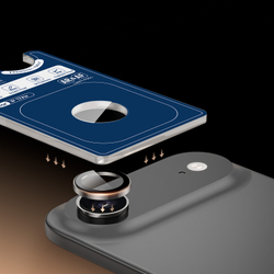 Защитное стекло на объективы камеры для iPhone Air, серия HAWK Series от Dux Ducis, рамки из алюминия серого цвета (Natural Titanium)