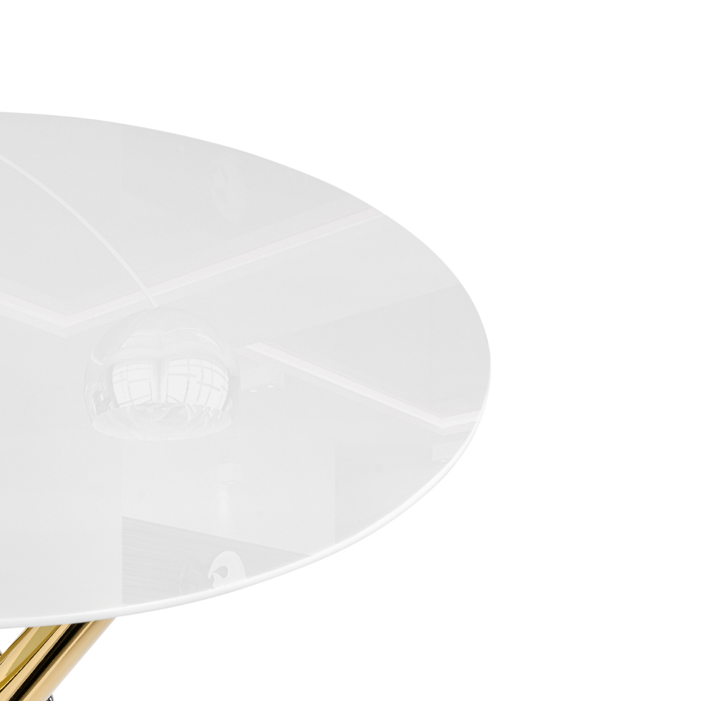 Стол стеклянный Woodville Rock 80х75 white, gold