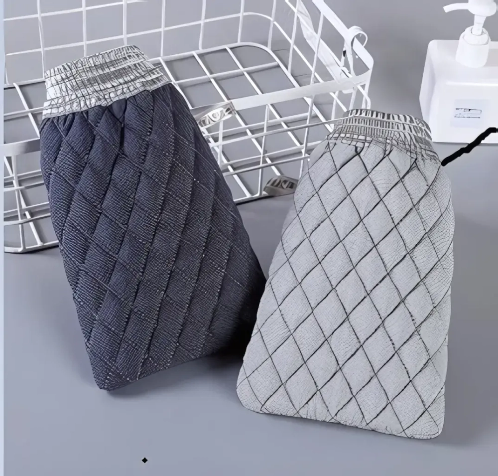 Мочалка - варежка для тела жёсткая «Premium - Fargo», цвет светло - серый, 14*24см (ZIP пакет)