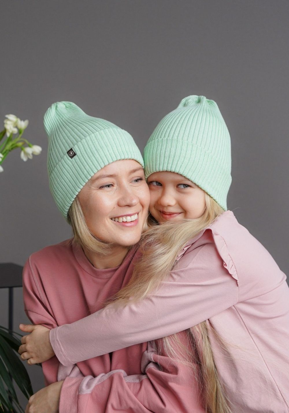 Шапка вязаная-резинка хлопковая КЭП(Шалфей)