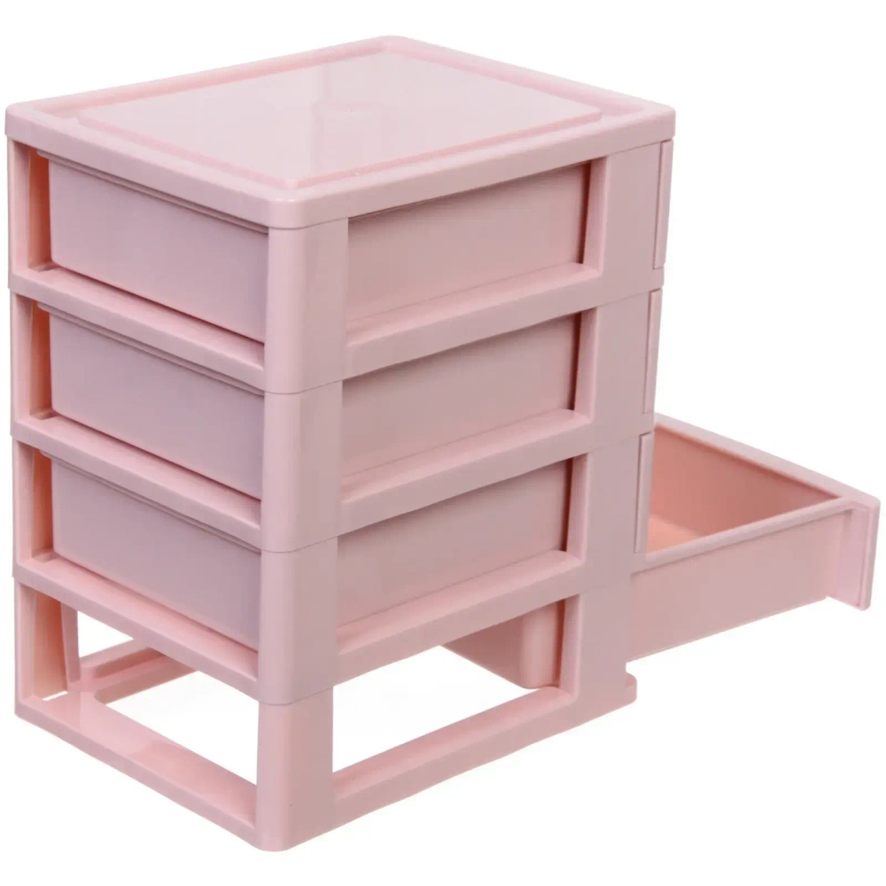 Комод малый для хранения «БАРЛАО», четыреотделения, цвет пудровая роза, 20*13*17см (пакет)