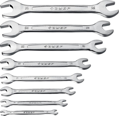 ЗУБР 8 шт, 6 - 24 мм, набор рожковых гаечных ключей, Профессионал (27011-H8)