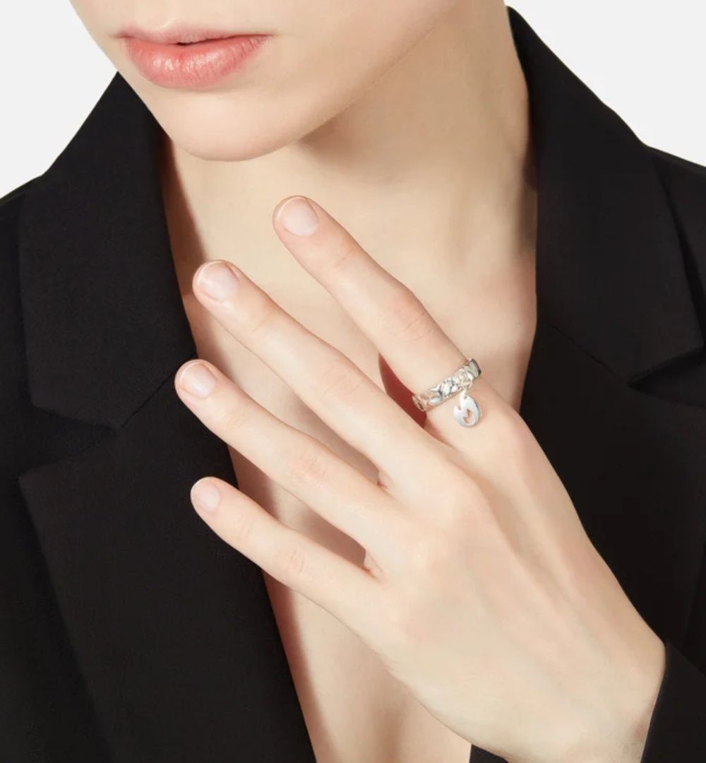 Кольцо фактурное с подвесом Огонь