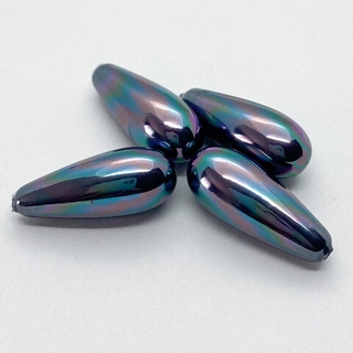 &quot;Майорка&quot; полупросверленная, цвет черный АВ, 20*8 мм, цена за 1 шт