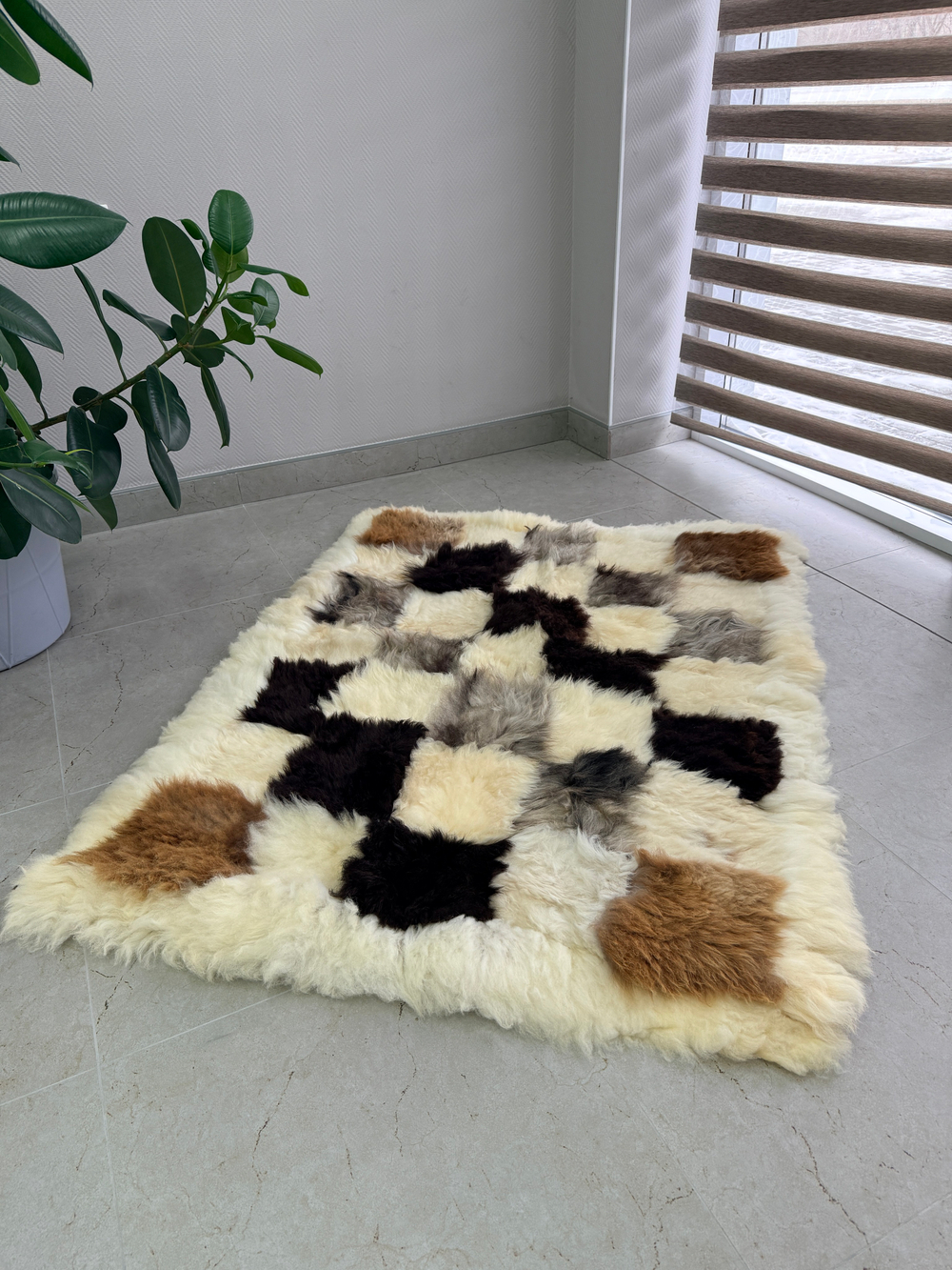 Ковер прямоугольный натуральный мех овчина