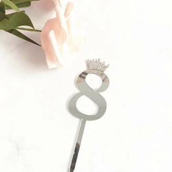 Топпер акриловый  «Цифра 8» (10,5 см, серебряный)