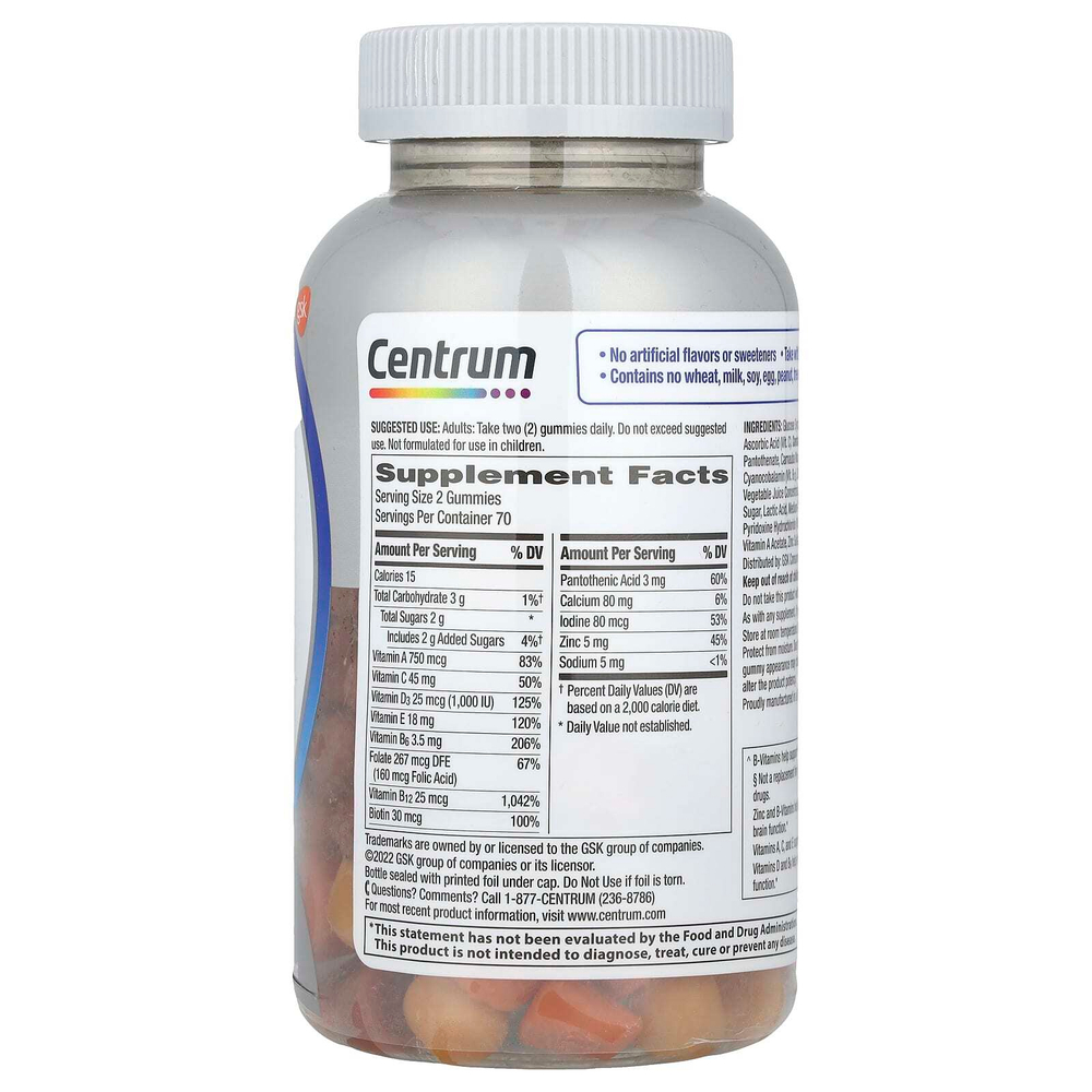 Centrum, Мультивитамины для мужчин старше 50, натуральное фруктовое ассорти, 140 жевательных таблеток