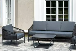 "Канны" лаунж-зона 5-местная плетеная из роупа (веревки), цвет темно-серый