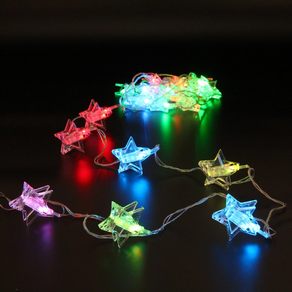 Гирлянда для дома 4,0 м 20 ламп LED с насадками ЗВЕЗДА Прищепка, прозрач.провод, Мультицвет