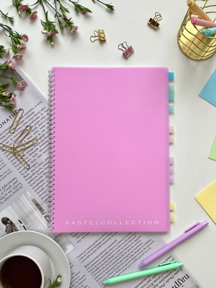 НОВИНКА! Тетрадь А4 80 л. Pastel Collection Pink, с пластиковой обложкой, на металлическом гребне