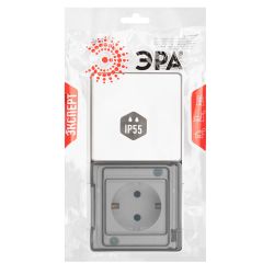 Блок розетка с выключателем ЭРА Эксперт 11-7501-01 IP55 16A-10AX-250В ОУ белый