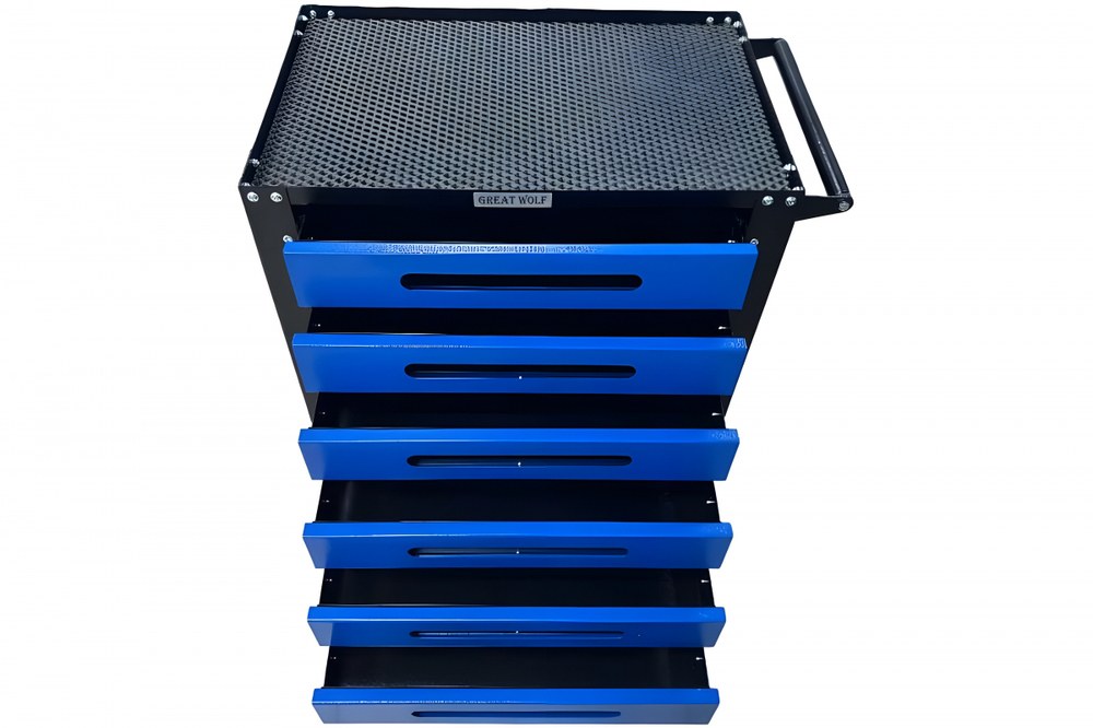 Инструментальная тележка GWT-B6 (6 ящиков, колеса с тормозом, синяя)