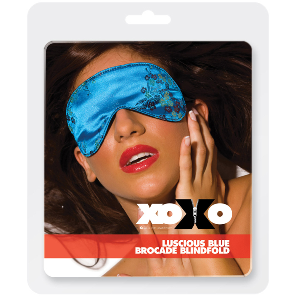 Голубая маска на глаза с цветочным орнаментом (Размер: S-M-L) (Цвет: голубой)