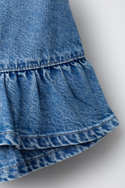 ZARA ДЖИНСОВАЯ ЮБКА НА ЗАПАХ, СИНИЙ