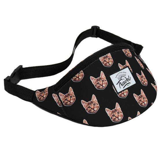 Поясная сумка Travel. Коты. Черный