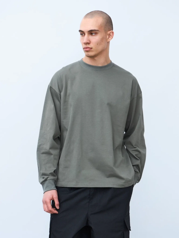 Лонгслив оверсайз (серо-зеленый) 230 г