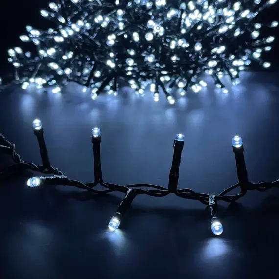 Светодиодная нить Snake Light 2000 холодных ламп, 40 м., 24В, 8 режимов, зеленый провод, для елки 260-300 см., Christmas DeLuxe (85746)