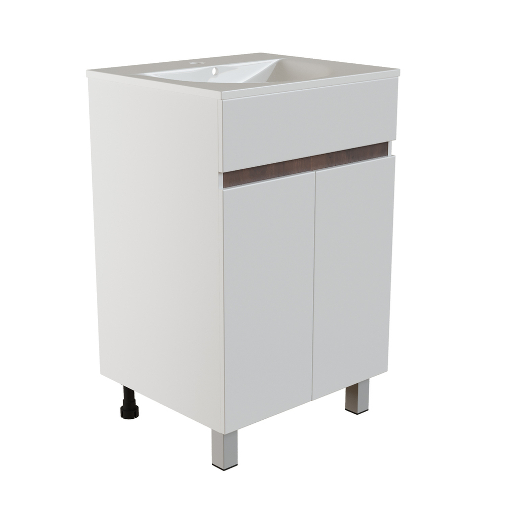 Тумба д/ванной "БРИКС-50" 2 ст.белый/дуб вотан под рак."Breeze 50"меб. (Sanita Luxe)(ПВХ) (разбор)