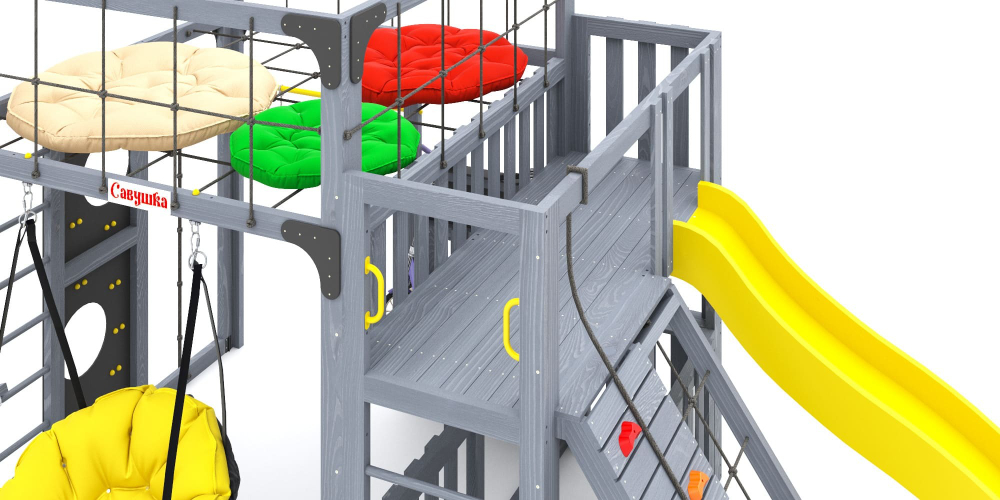 Детская площадка Савушка КУБ-3 (серый) с подушками