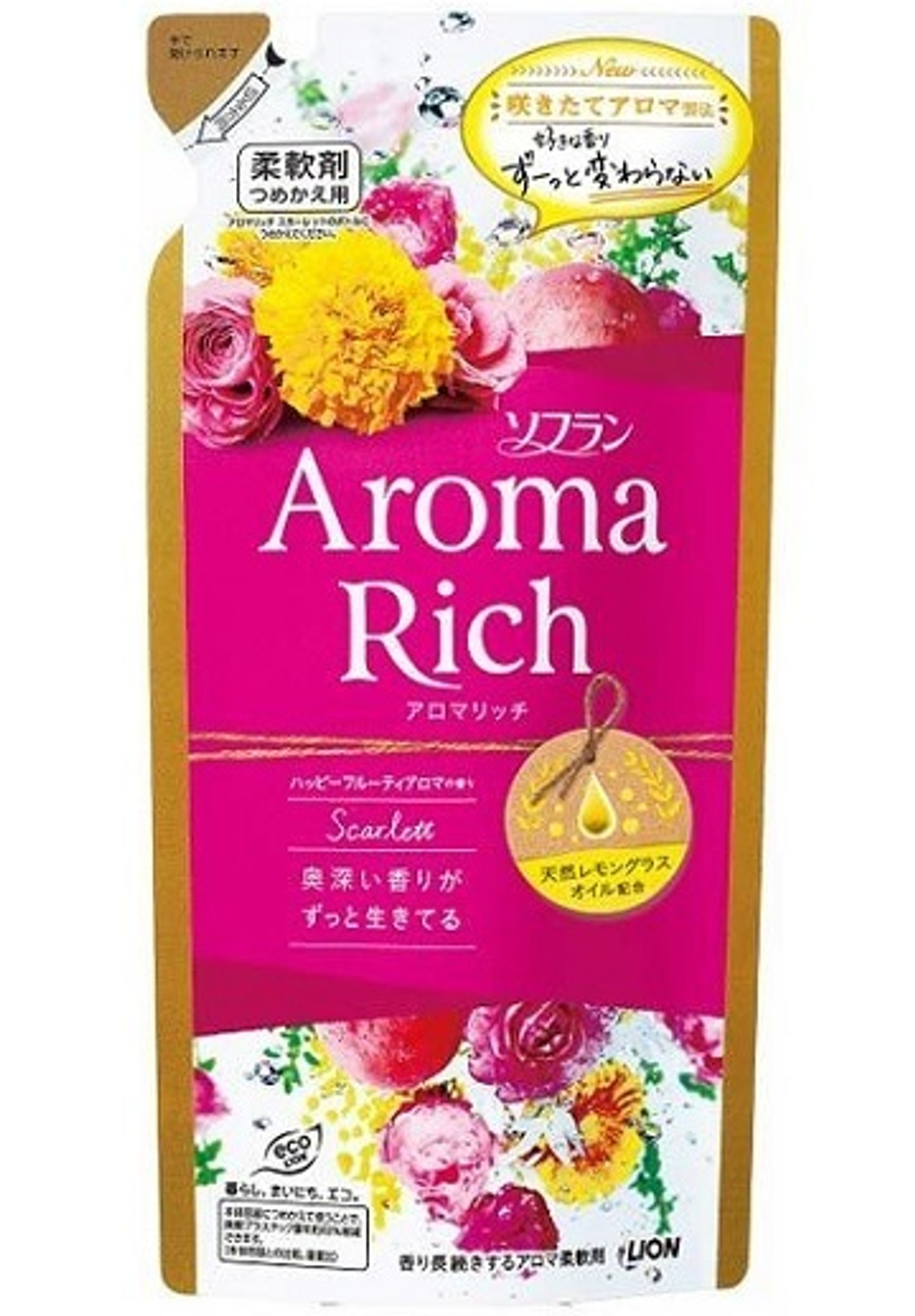 Кондиционер для белья с ароматическими маслами 400 мл Lion Soflan Aroma Rich Scarlett (мягкая упаковка)